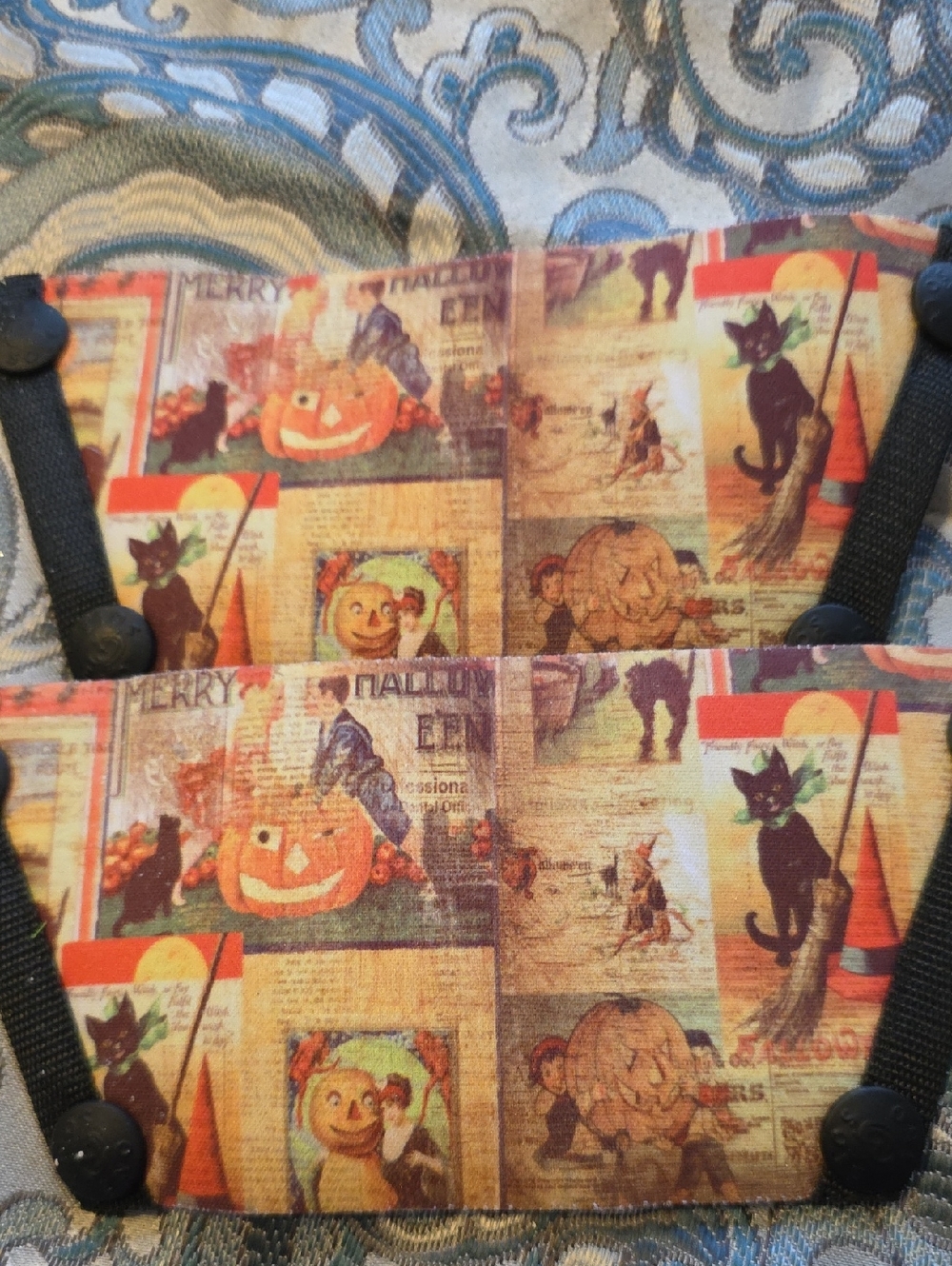 Onesole Halloween Patchwork Orange Black Sandal Tops
